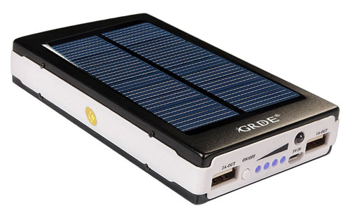 GRDE Solar Charger 10000mAh Battery Dual USB