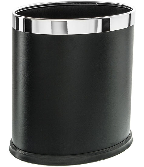 Brelso Leatherette Trash Can Black