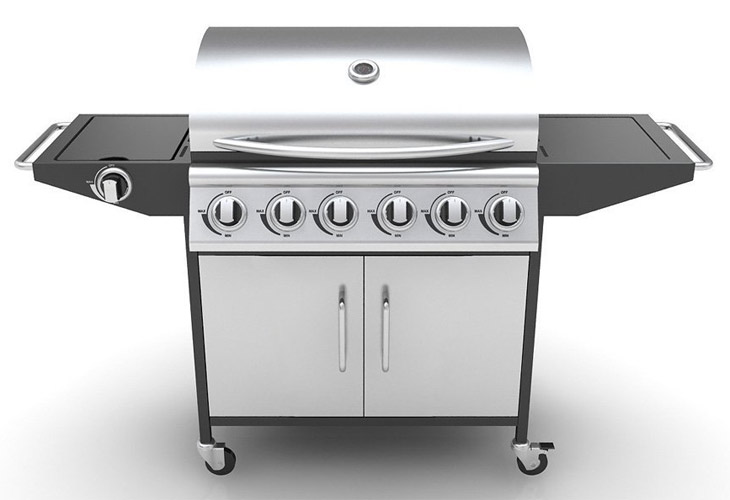 Gas BBQ Texas 6 Burner Black And Silver with Side Burner