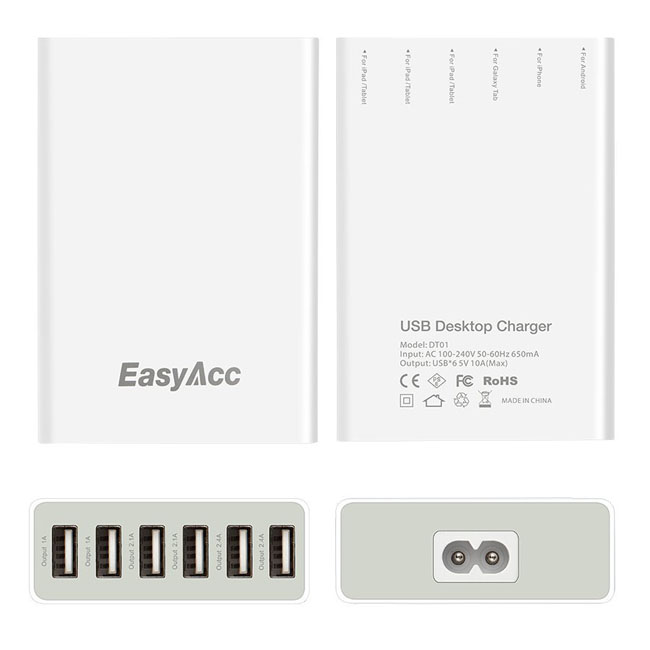 EasyAcc 50W 6 Port front and back