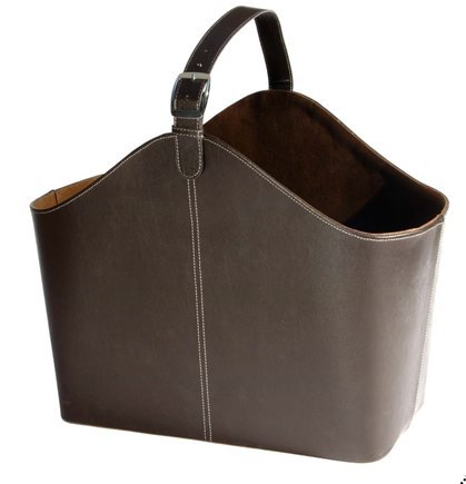 Osco Faux Leather Magazine Basket with Strap
