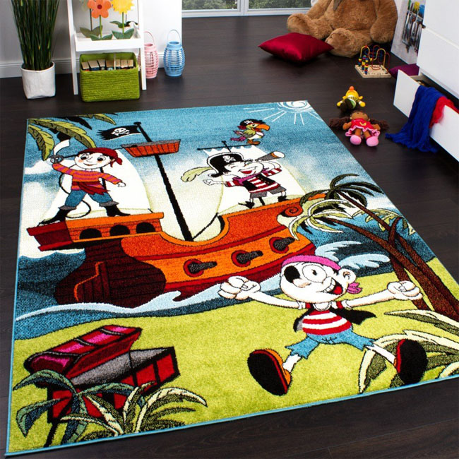 Pirates - Jolly Roger - Multicoloured - Turquoise Rug