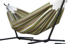 Vivere Double Hammock with Space-Saving Steel Stand