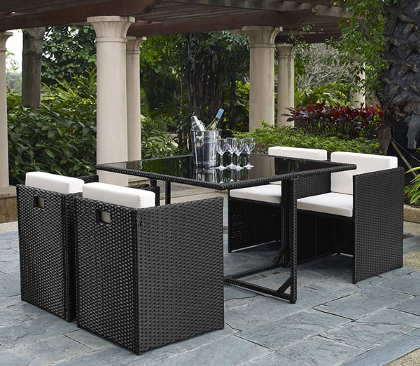 IDS Complete 5-piece Rattan Wicker Cube Dining Set