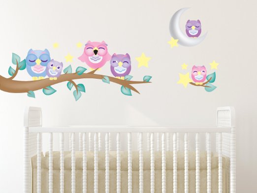 Sunny Decals 139P Owl Fabric Wall Decals