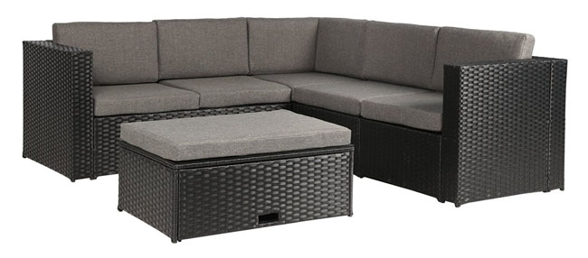 Baner Garden 4 piece Wicker Couch Set Black