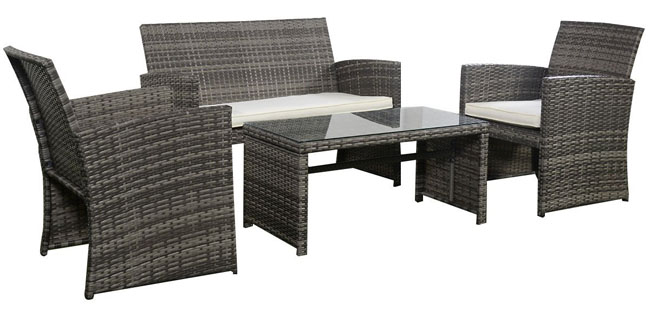 GHP Outdoor Garden Patio 4-piece Wicker Sofa Furniture Set