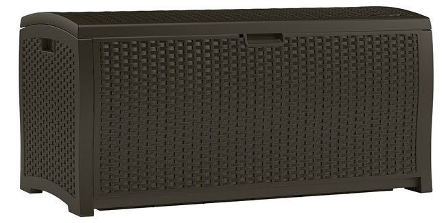 Suncast DBW9200 Mocha Wicker Resin Deck Box