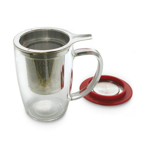 FORLIFE NewLeaf Glass Tall Tea Mug with Infuser inside mug