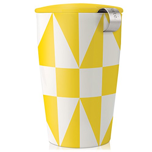Tea Forte KATI Contemporary Insulated Ceramic Tea Brewing System with Yellow Design