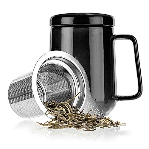 Tealyra Peak Ceramic Tea Cup Infuser and Cover