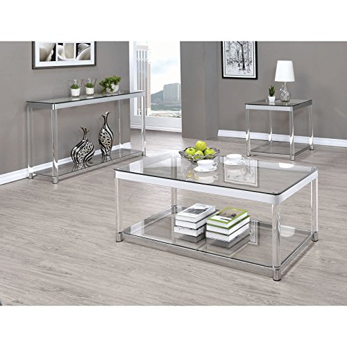 Coaster Glass Top Coffee Table in Chrome