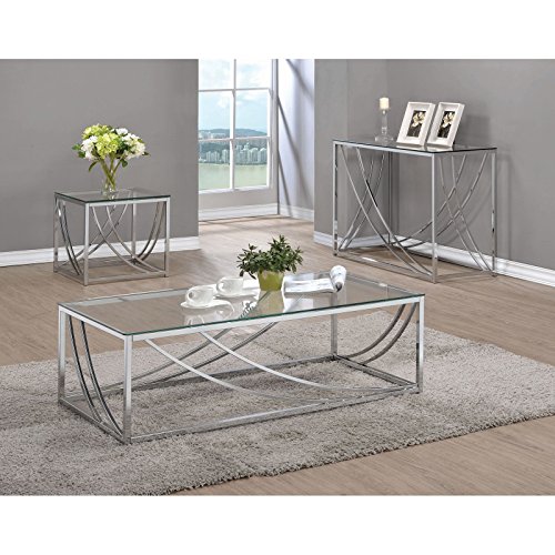 Coaster Glass Top Coffee Table in Chrome