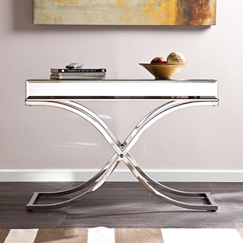 Southern Enterprises Ava Mirrored Console Table Chrome Frame Finish