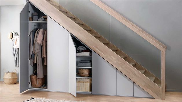 understairs closet gray