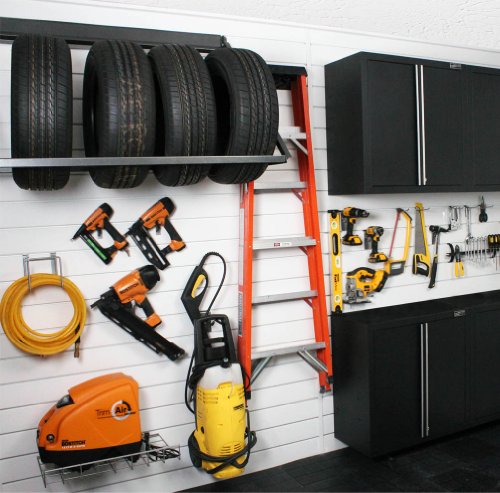 Heavy Duty PVC Slatwall Garage Organizer for Car Care and Hardware Tools