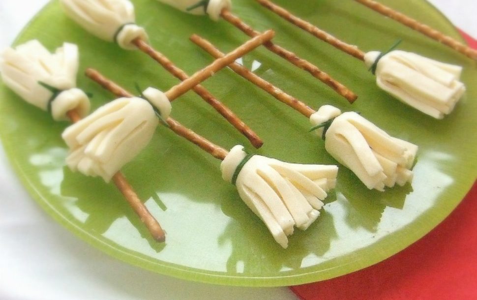 pretzel and cheese broomsticks