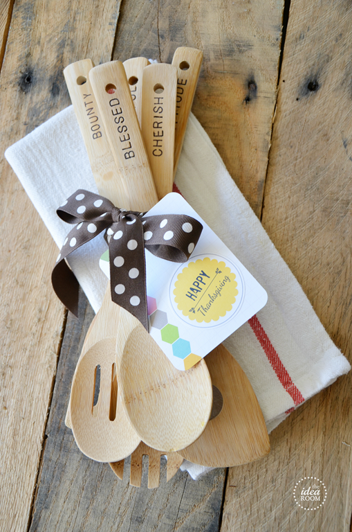a set of personalized wooden spoons