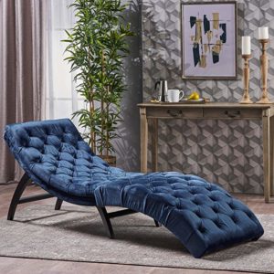 Garamond Cobalt Velvet Chaise Lounge