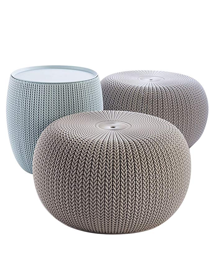 Keter Urban Knit Pouf Set Dune Misty Blue