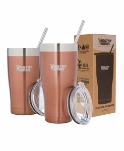 Stainless Steel Tumbler with Straw and Clear Lid