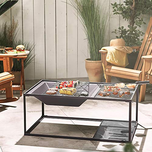 VonHaus 3-in-1 Fire Pit Table with BBQ Grill