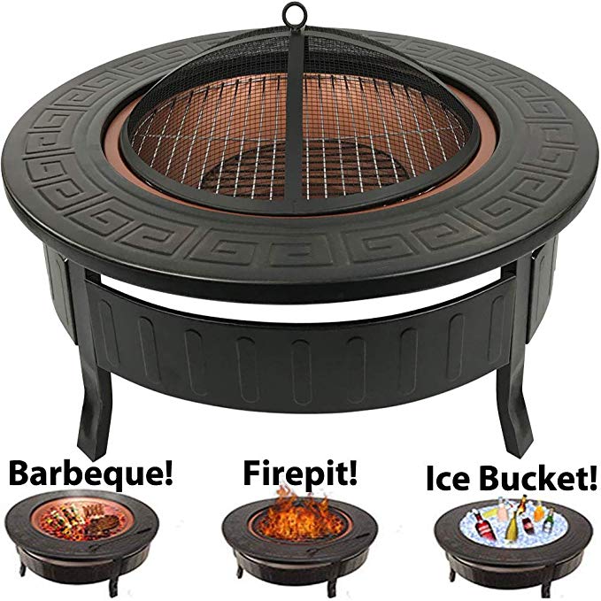 RayGar 3 in 1 Round Fire BBQ Ice Pit Patio Heater