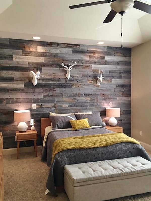 Dark Horizontal Wooden Panel-Bedroom