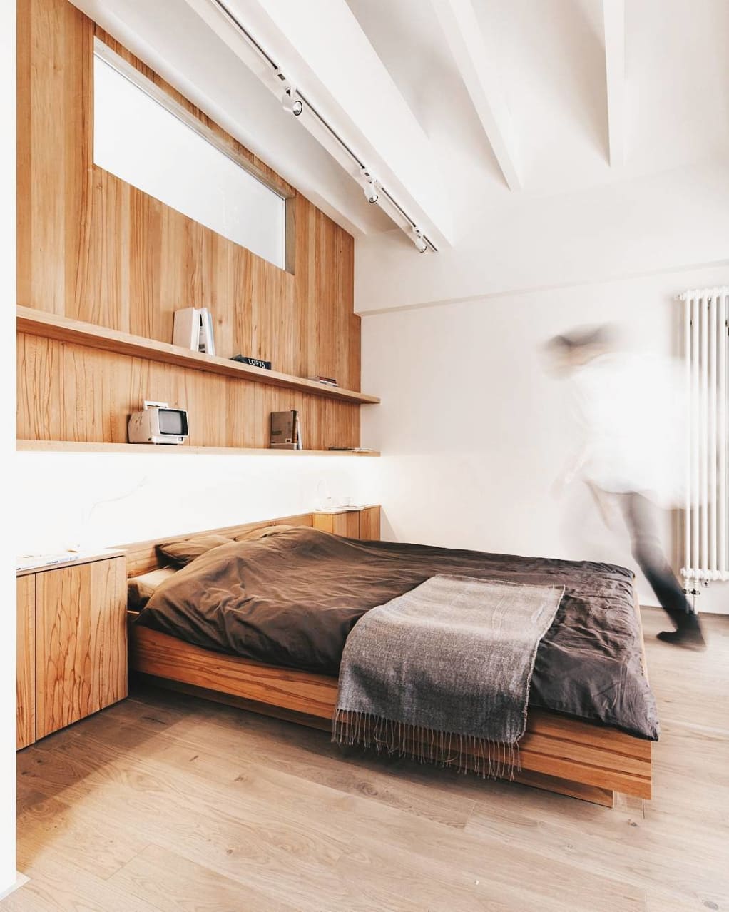 Functional Wooden Bedroom Wall