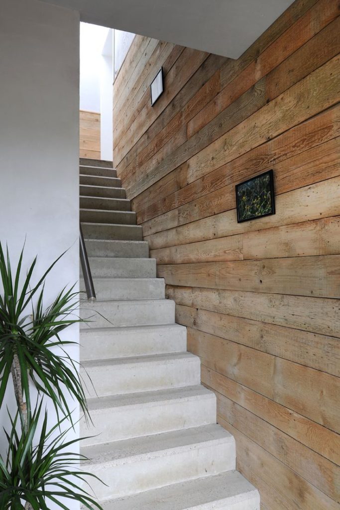 Luc Spits Architecture Wooden Wall near stairs