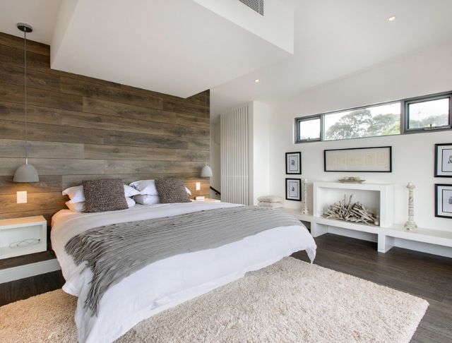 Master Bedroom With Wood Feature Wall