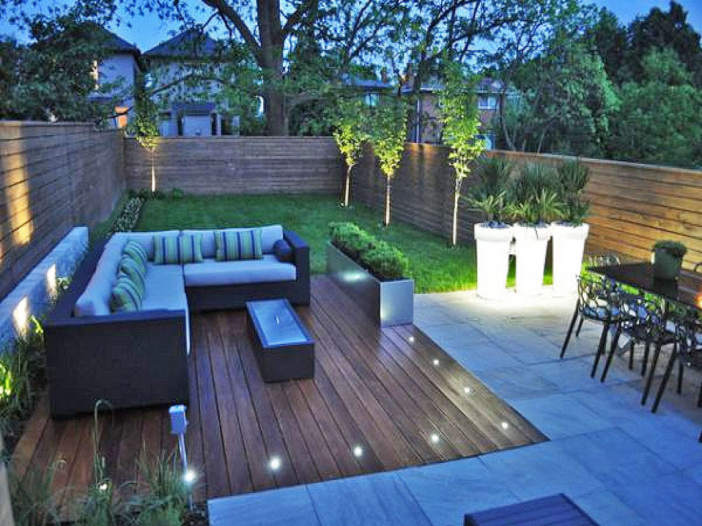 Modern Backyard Deck Design Ideas L Shaped Sofa Dining Area Green