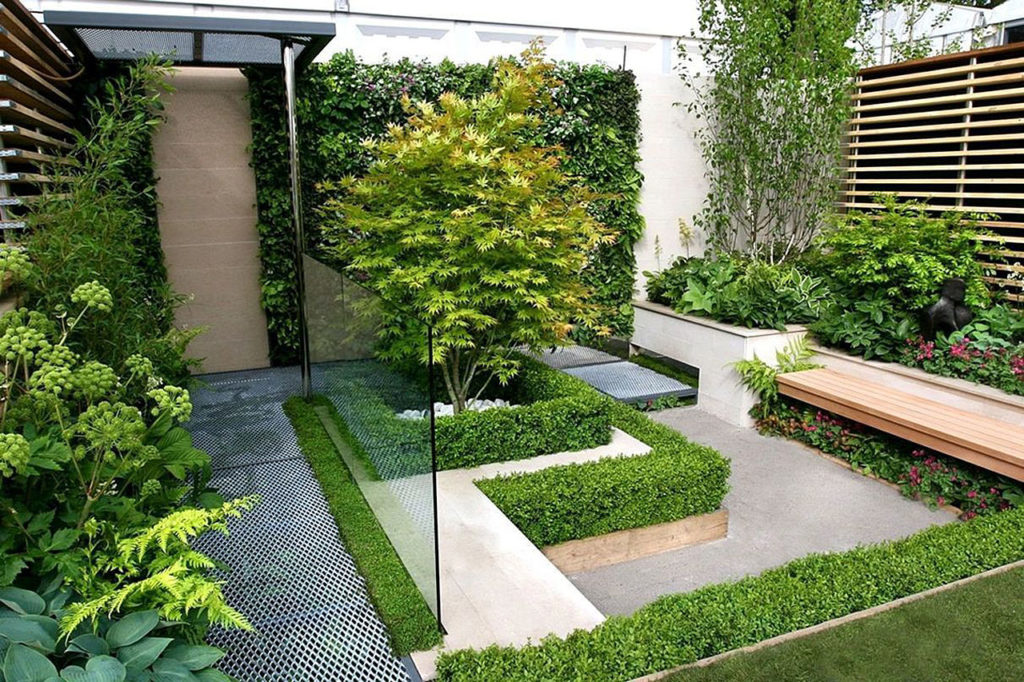 Modern Backyard Small-Garden-Design-Landscaping-Seating-Terrace Planter