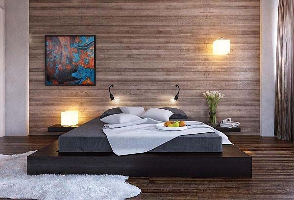 Modern Wooden-Bedroom-Walls-embedded lights