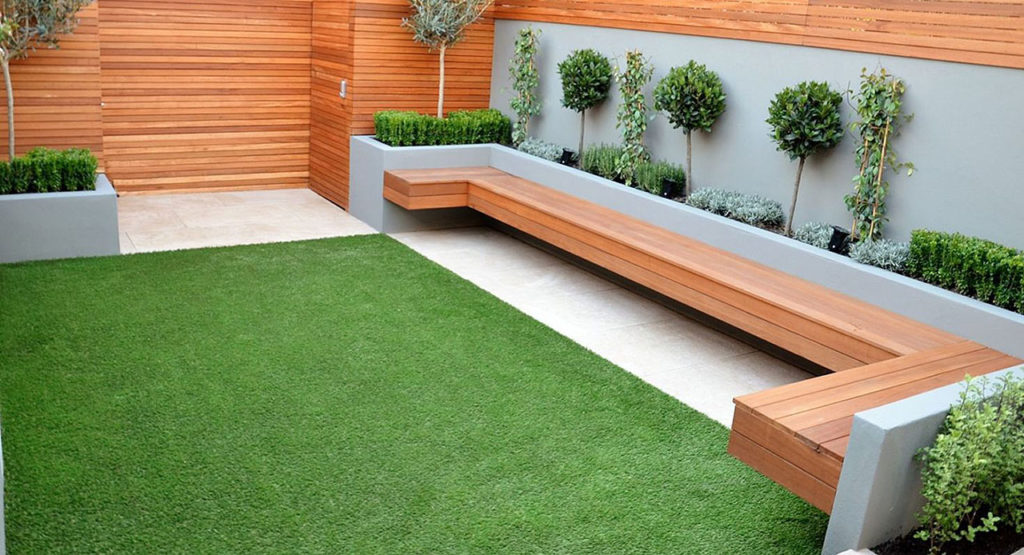 Modern-backyard Garden-Design simple floating bench