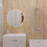 Pavel Wood Effect Wall Tile in Bathroom