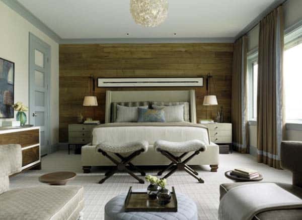 Spacious Beedroom With Wooden Feature Wall