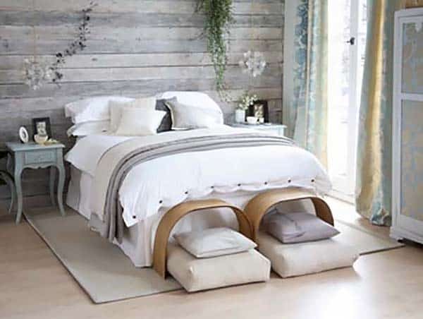 White Seaside Bedroom Suite with Wooden Walls