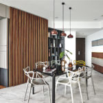 Dining Room with Wooden Feature Wall Strips