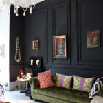 Dark Wooden Wall Panel in the Living Room - swoonworthy