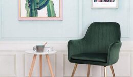 Living Room Leisure Armchair Velvet Green w Golden Legs