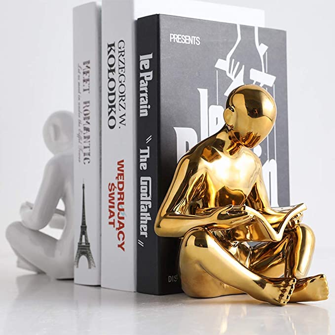 Creative Character Decorations Bookends Gold and White