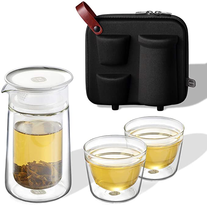 ZENS Travel Tea Set Glass Tea Pot