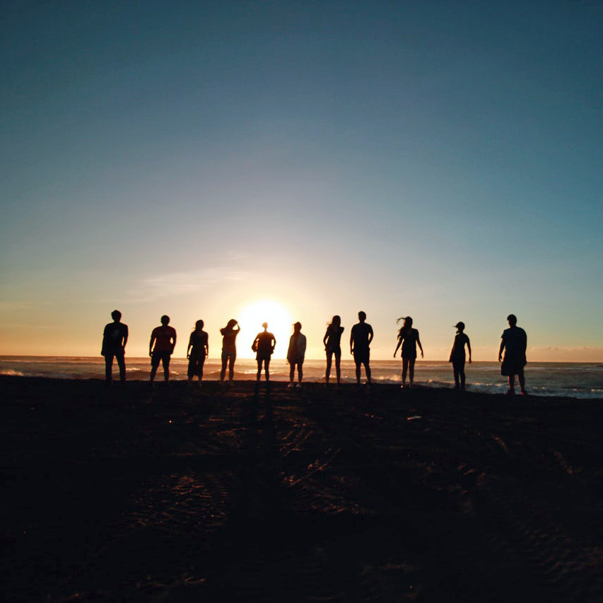 group of friends at beach