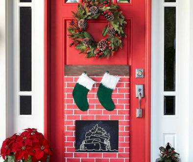 Christmas Fireplace Front Door Decoration